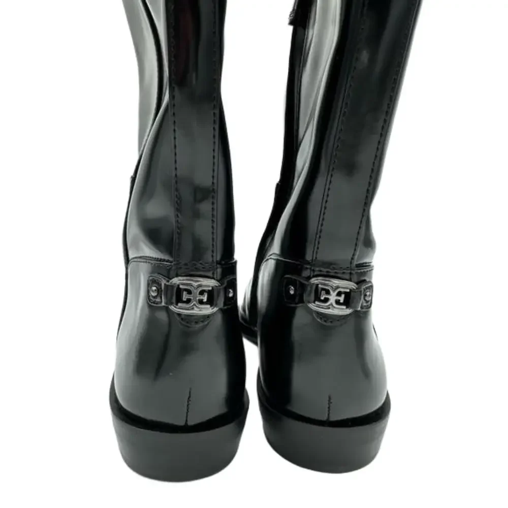 SAM EDELMAN Cesar Riding Boots women’s size 7.5 Black real & faux leather NWOB